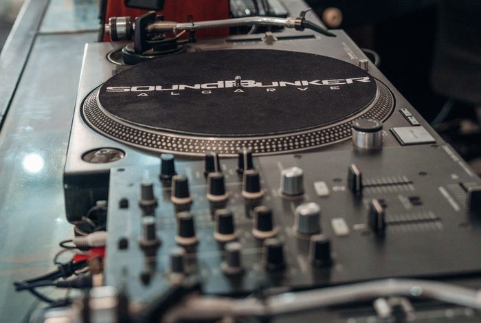 DJ decks in the studio