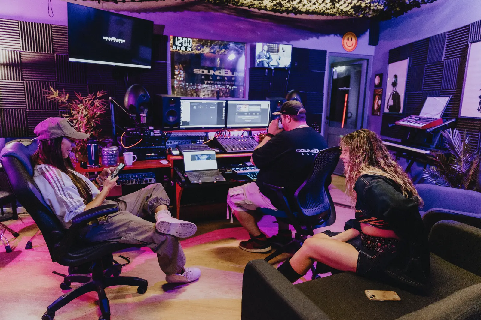 Artists working together in the SoundBunker recording studio